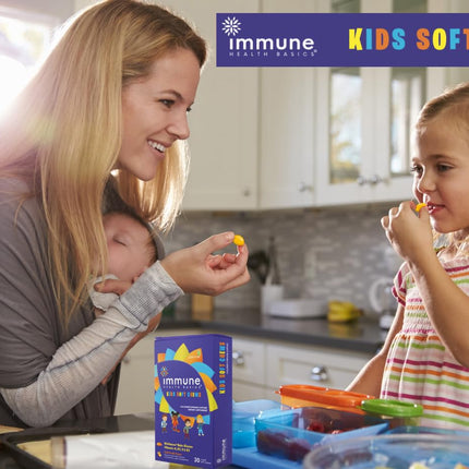 Immune Health Basics Kids Soft Chews with Wellmune® | Natural Beta Glucan Supplement for Immune Support & Daily Wellness | Allergen-Free & No Added Sugar | Tutti-Frutti Flavor, 30 Soft Chews