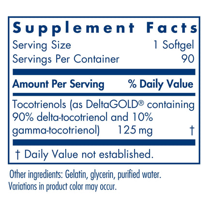 Allergy Research Group Delta-Fraction Tocotrienols – Vitamin E Softgels, 125 mg, 90 Count | Cardiovascular Health