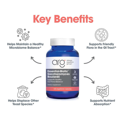 Allergy Research Group Essential-Biotic Saccharomyces boulardii 450mg Probiotic - 120 Count