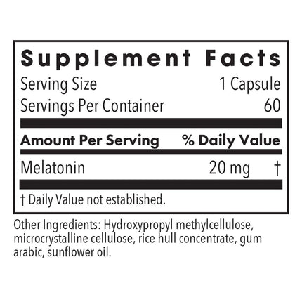 Allergy Research Group Melatonin 20mg - Extra Strength Sleep Aid (60 Count)