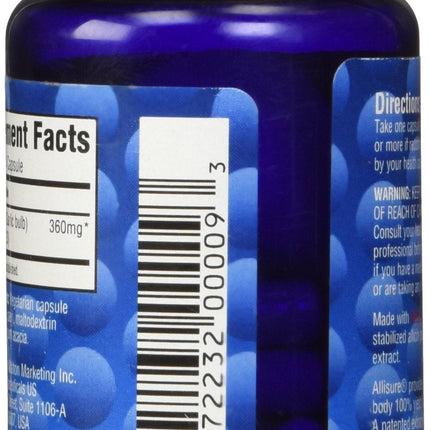 AlliUltra 360mg Capsules – 30 Count | Stabilized Allicin Garlic for Immune Support | Plant-Based, Non-GMO, Vegan, Made in UK