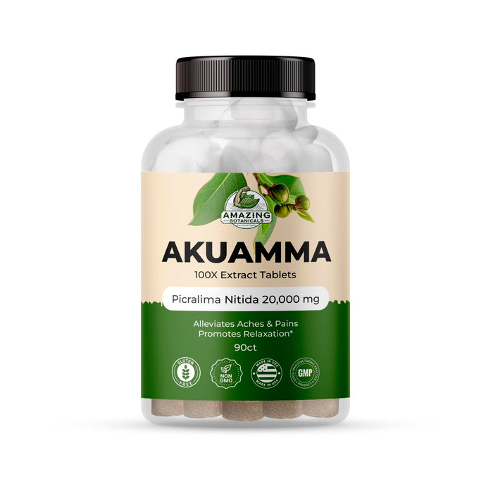 Amazing Botanicals Akuamma Extract Tablets – 200 mg, 90 Count | Focus & Calm