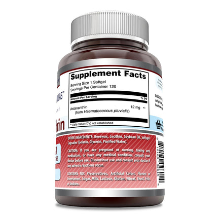 Amazing Formulas Astaxanthin 12mg Softgels - Non-GMO, Gluten Free (120 Count, 3-Pack)