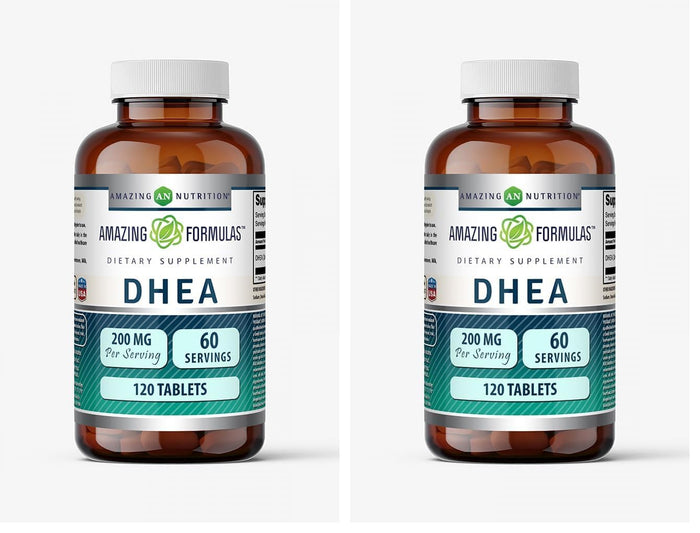 Amazing Formulas DHEA 200 mg - 120 Tablets - Pack of 2 | Non-GMO, Gluten-Free