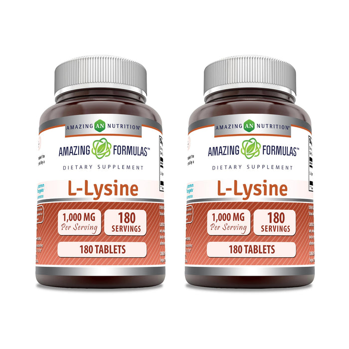 Amazing Formulas L-Lysine 1000mg Tablets – Non-GMO, Gluten Free, Made in USA (2 Pack)