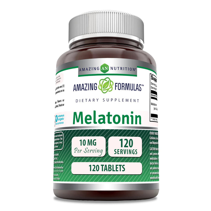 Amazing Formulas Melatonin 10 mg Supplement – 120 Count, Non-GMO, Gluten-Free, Made in USA