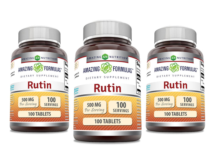 Amazing Formulas Rutin Supplement – 500 mg, 100 Count, 3 Pack, Made in USA