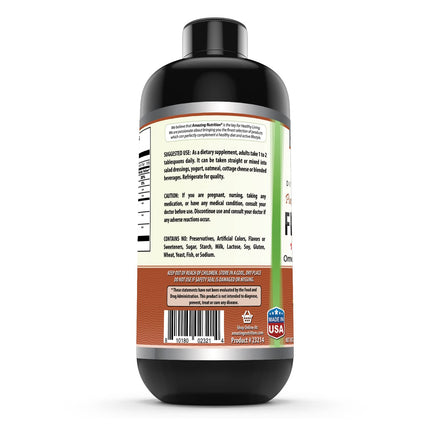 Amazing Omega Flaxseed Oil Supplement | Omega 3, Lignans & Fiber | 16 Oz | Non-GMO | Gluten Free | Made in USA (Pack of 2)