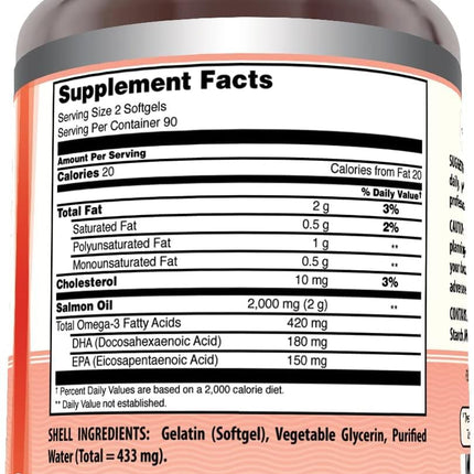 Amazing Omega Wild Alaskan Salmon Oil 2000 mg | Softgels | Non-GMO & Gluten-Free | Made in USA