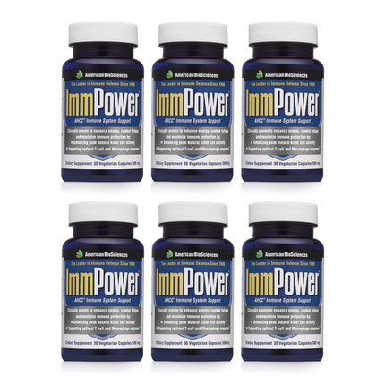 American BioSciences ImmPower AHCC 6-Pack – Enhanced Immune Support, 500 mg per Capsule, 30 Vegetarian Capsules