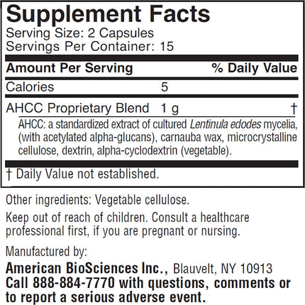American BioSciences ImmPower | Enhanced Immune Support with AHCC | 2-Pack, 30 Vegetarian Capsules