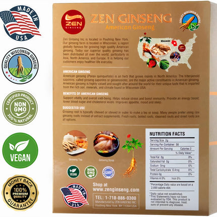 Zen Ginseng – American Wisconsin Ginseng Slices (8 oz, 2 Boxes) for Energy, Focus & Mood