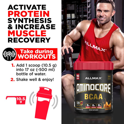 ALLMAX AMINOCORE BCAA – Fruit Punch, 945 g | 90 Servings, 8.18 g BCAA per Serving
