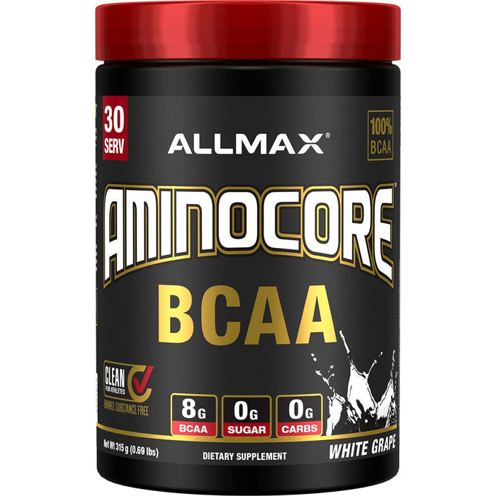 ALLMAX Nutrition AMINOCORE BCAA Powder – 8.18 g Amino Acids, Intra & Post-Workout Recovery, Gluten Free, White Grape, 315 g