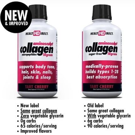 HEALTH DIRECT AminoSculpt Sugar-Free Liquid Collagen – Tart Cherry, 30 oz