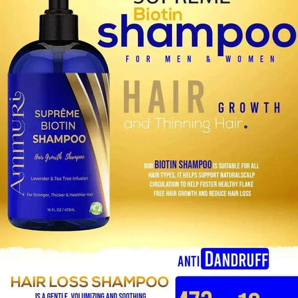 Biotin Shampoo for Hair Thinning & Thicker-Looking Hair (473ml) | Ammuri Beauty