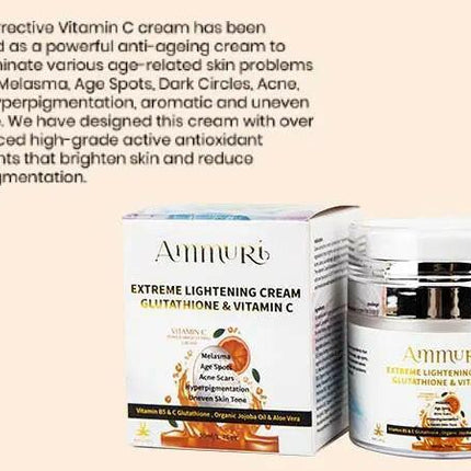 Ammuri Lightening Brightening Moisturiser Cream – For Face, Body & Sensitive Areas (50g)