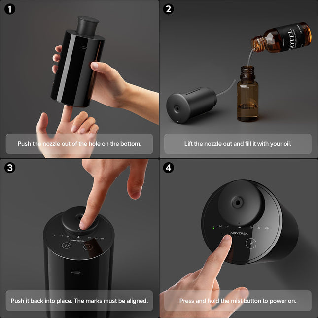 Waterless Diffuser AN6 Black 2 Pack – Battery-Operated Nebulizer, 20mL, 3 Timers, 3 Mist Levels