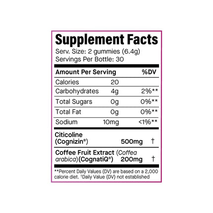 Ananda Wellness Focus & Memory Gummies – Zero Sugar, Caffeine-Free (Dark Cherry)