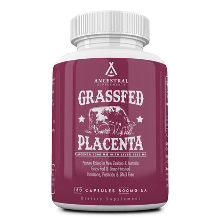 Ancestral Supplements Grass-Fed Placenta & Liver 180 Capsules – Postpartum Support, Menopause Relief