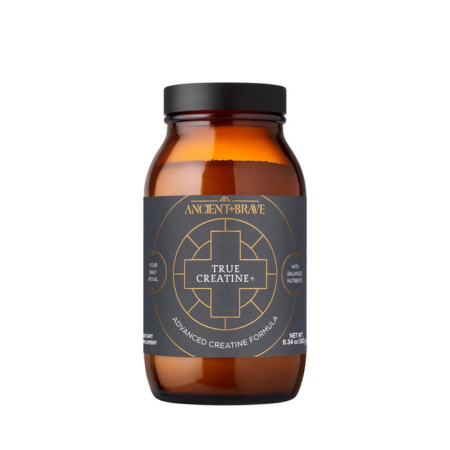 Ancient + Brave True Creatine+ Monohydrate Powder – 6.34 oz, 30 Servings – Vegan, High Performance