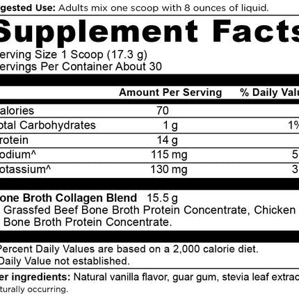 Ancient Nutrition Bone Broth Collagen Powder Vanilla – Multi-Collagen Peptides, 30 Servings
