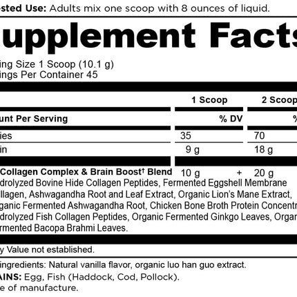 Ancient Nutrition Multi Collagen Protein – Brain Boost, 45 Servings
