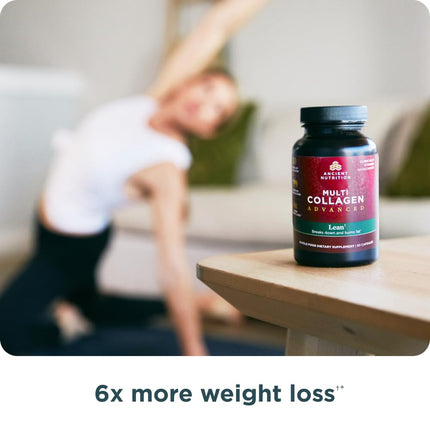 Ancient Nutrition Multi Collagen Advanced Lean with Probiotics (90 Count) – Weight & Fat Loss Support