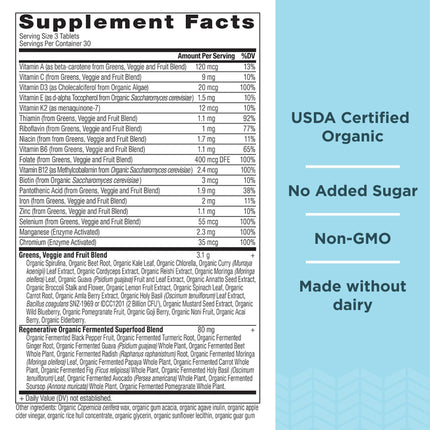 Ancient Nutrition Supergreens Multivitamin Tablets – Organic Greens & Real Herbs for Digestive & Energy Support | 90 Count