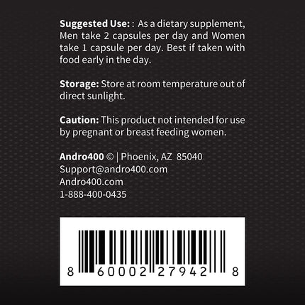 Andro400 Max Advanced T-Support & Nitric Oxide Booster – Tongkat Ali 100:1 + L-Arginine & L-Citrulline | 180 Capsules