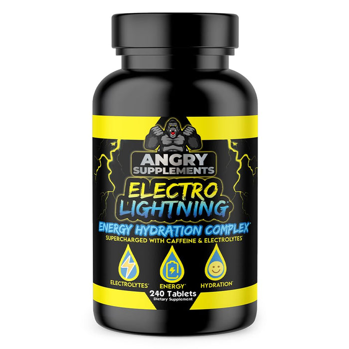 Angry Supplements Electro Lightning Electrolyte Tablets – Hydration + Caffeine (240ct)