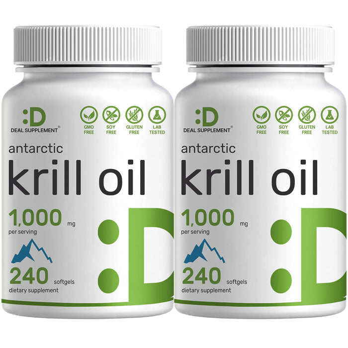DEAL SUPPLEMENT Antarctic Krill Oil 2 Pack – 1,000mg/Serving, 480 Softgels
