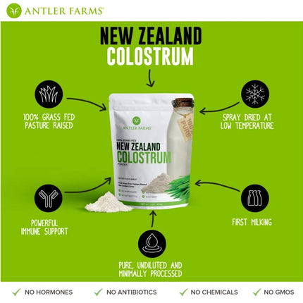Antler Farms NZ Colostrum – 30 Servings, Grass-Fed, Cold Processed, High IgG, Undiluted