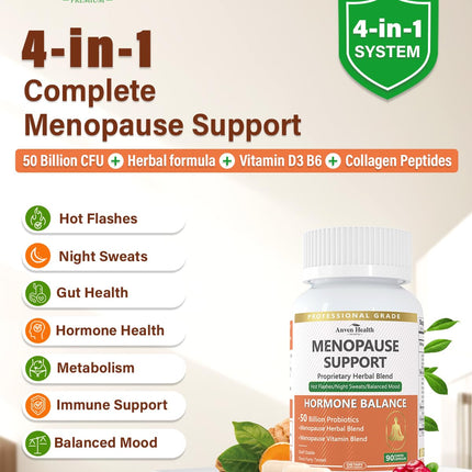 Anven Health Menopause Supplements – Probiotics, D3 & B6 | 270 Veggie Caps