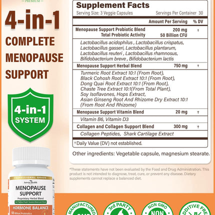 Anven Health Menopause Supplements – Probiotics, D3 & B6 | 270 Veggie Caps