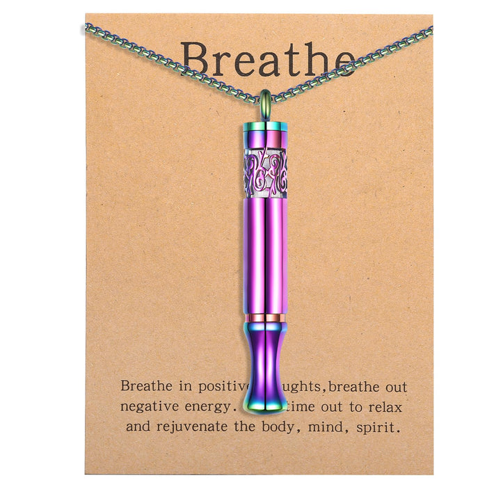Anxiety Relief Pendant - Mindfulness Breathing Necklace & Aromatherapy Diffuser (Rainbow)