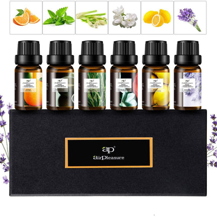ap airpleasure Refresh Essential Oils Set — 6x10ml for Diffuser, Humidifier & Aromatherapy