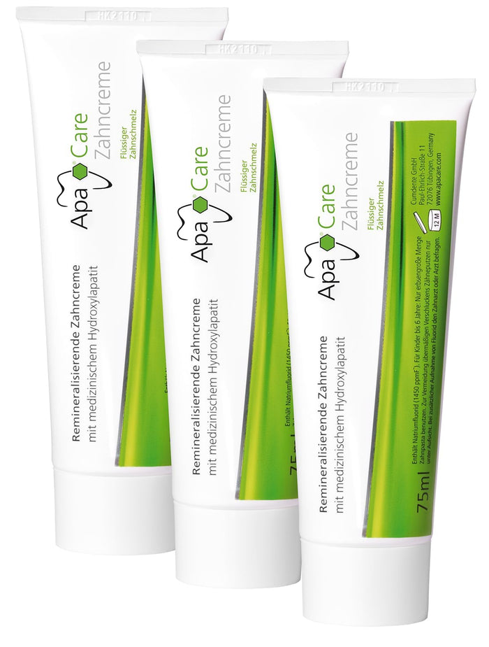 ApaCare Toothpaste with Fluoride and Hydroxyapatite for Enamel Repair - Sensitive Teeth | 3 x 75 ml