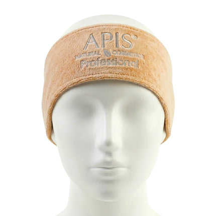 Apis Beige Velour Cosmetic Headband with Logo | Beauty Accessory