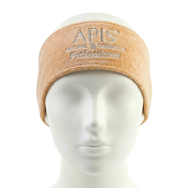Apis Beige Velour Cosmetic Headband with Logo | Beauty Accessory