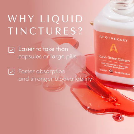 Apothékary Rosé-Tinted Glasses - Alcohol-Free Mood & Focus Drops, 30 Servings