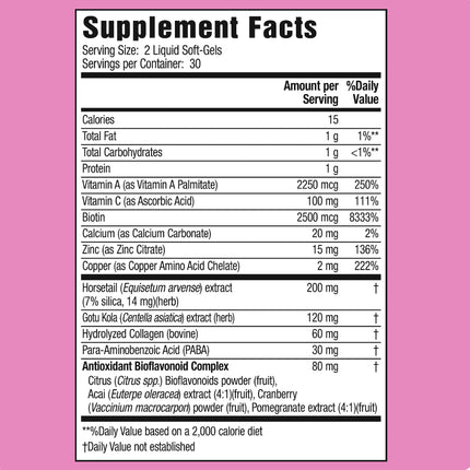 Applied Nutrition Longer Stronger Hair & Nails – 60 Liquid Soft-Gels per Bottle, Pack of 4, 120 Servings