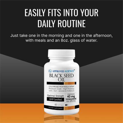 Approved Science Black Seed Oil – 2% Thymoquinone, Cold-Pressed Nigella Sativa, USA Made