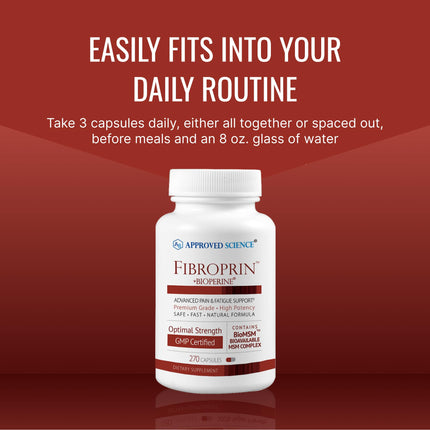 Approved Science Fibroprin - Ease Nerve & Muscle Aches, Improve Mobility, 270 Capsules, Made in USA
