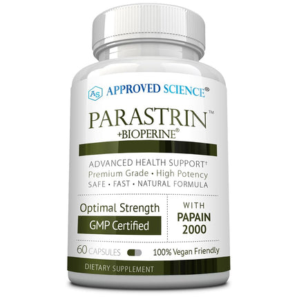 Approved Science Parastrin – 60 Vegan Capsules with Black Walnut, Garlic, Papain 2000 & BioPerine