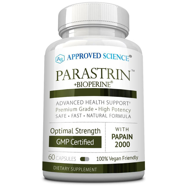 Approved Science Parastrin – 60 Vegan Capsules with Black Walnut, Garlic, Papain 2000 & BioPerine