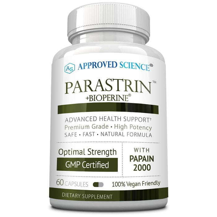 Approved Science Parastrin – 60 Vegan Capsules with Black Walnut, Garlic, Papain 2000 & BioPerine