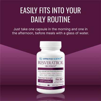Approved Science Resveratrol - 1000 mg Trans-Resveratrol + Bioperine - 380 Vegan Capsules (2 Bottles)