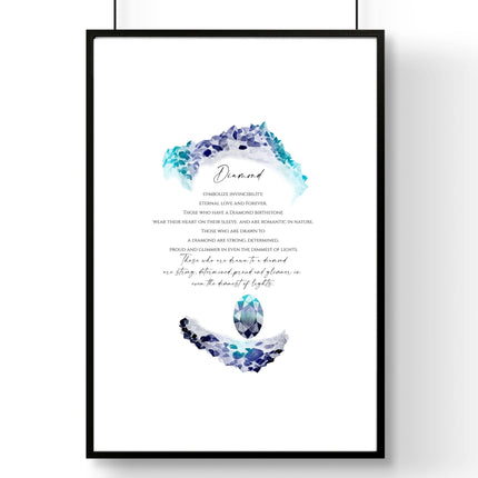 April Diamond Birthstone wall art print