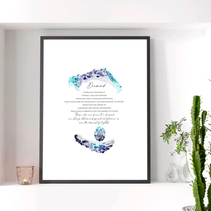 April Diamond Birthstone wall art print